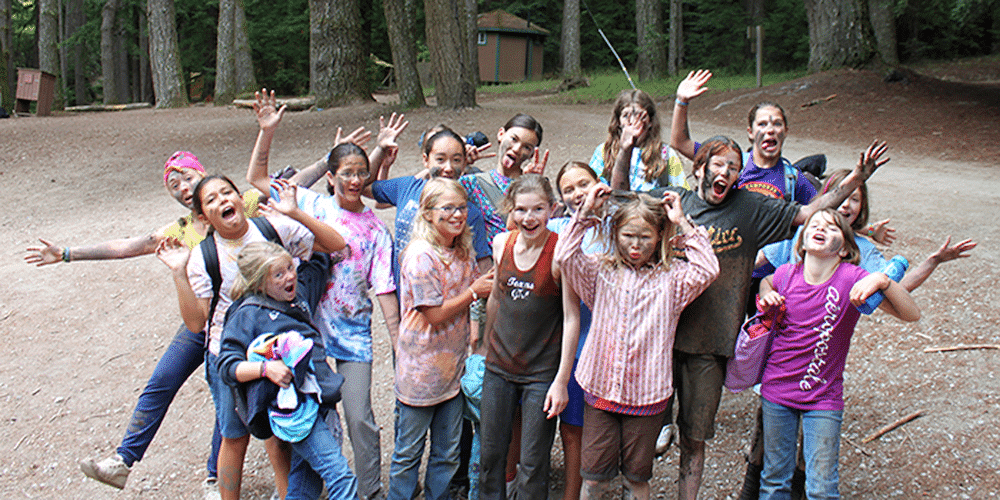 Group of camper doing silly poses